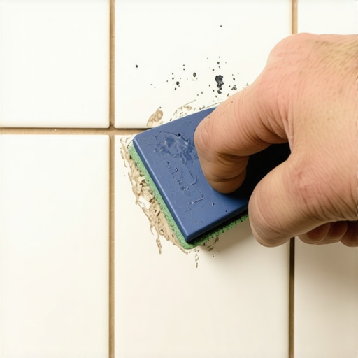 Uklanjanje starog crnog silikona Čišćenje buđi sa ivice kade skalpelom i strugačem