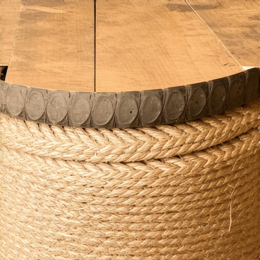 Unikatan stočić od gume i kanapa Ručno pravljen stočić za kafu od stare automobilske gume obložen prirodnim kanapom