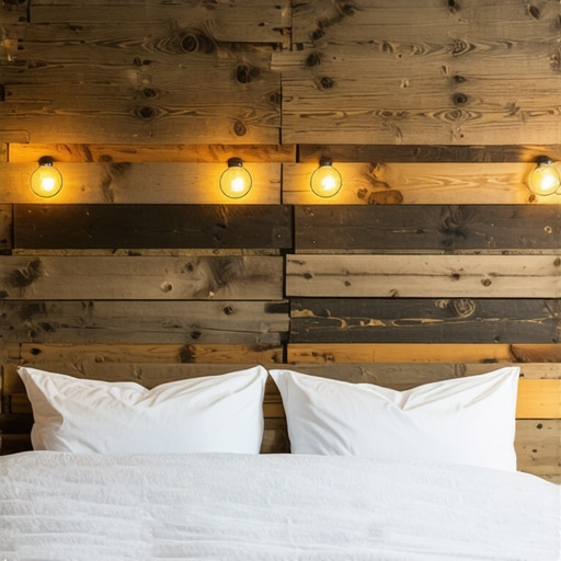 Rustično uzglavlje za krevet napravljeno od drvenih paleta sa LED rasvetom
