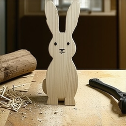 Ručno rađeni drveni zec od paleta za uskršnju dekoraciju