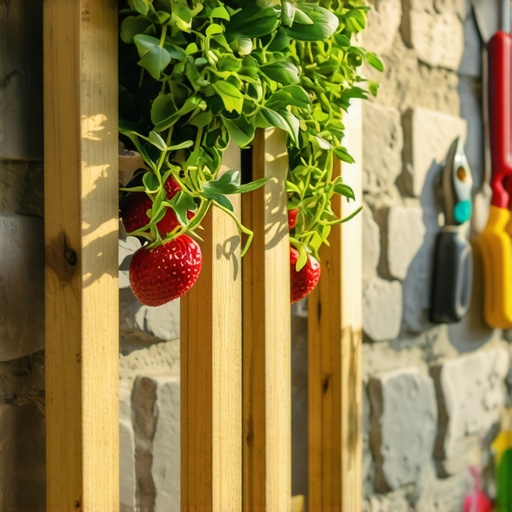 Ručno rađena vertikalna bašta od drvenih paleta sa začinskim biljem i jagodama