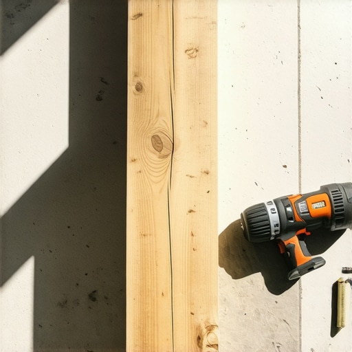 Detaljan prikaz izrade vertikalne grede od starih dasaka na balkonu sa alatom