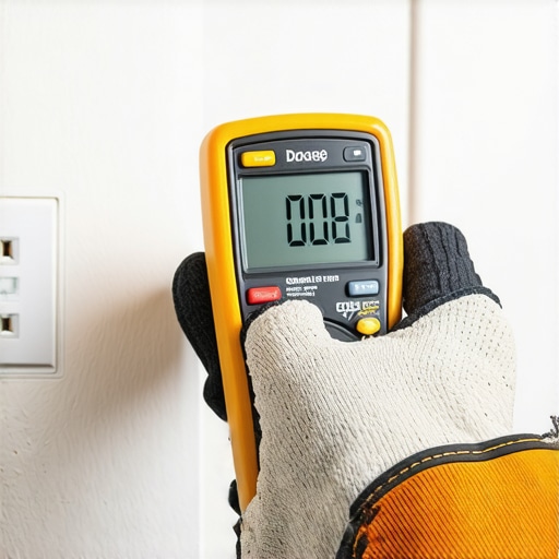 Električar koristi multimetar za proveru struje u utičnici