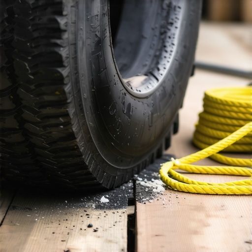 Bušenje stare gume za ljuljašku Detaljan prikaz bušenja rupe u gumi za postavljanje U-vijka