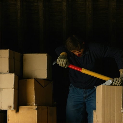 Radni proces izbacivanja krša sa starog tavana uz upotrebu alata