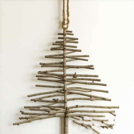 DIY Drvena jelka od prirodnih grana 2026 Unikatna drvena jelka napravljena od sakupljenih grana povezanih kanapom