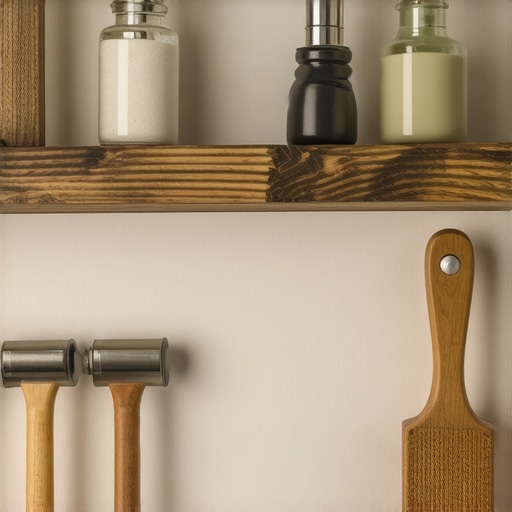 Pet ručno rađenih drvenih polica postavljenih u malom kupatilu radi bolje organizacije