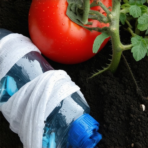 Prikaz instalirane plastične flaše za navodnjavanje u zemlji pored biljke