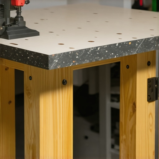 Radni sto napravljen od stare kuhinjske radne ploče u garaži