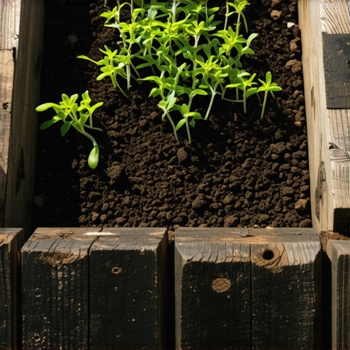 Izgled gotove visoke leje napravljene od starih spaljenih dasaka u bašti