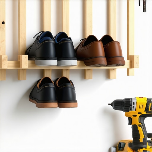 Minimalistički drveni cipelarnik u hodniku napravljen od borovih letvica