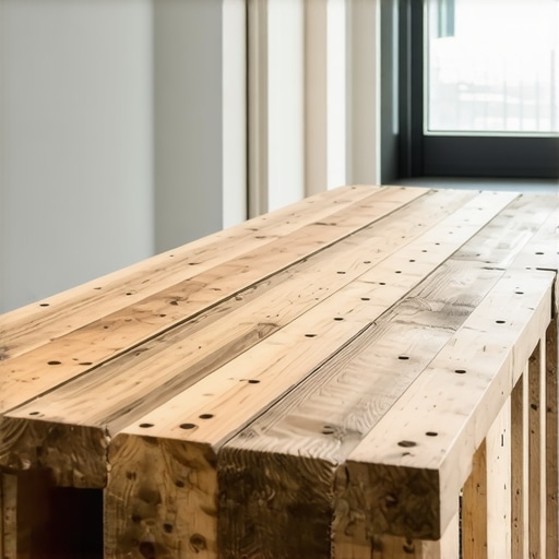 DIY klupa od paleta u hodniku Rustična drvena klupa napravljena od recikliranih paleta u modernom predsoblju.