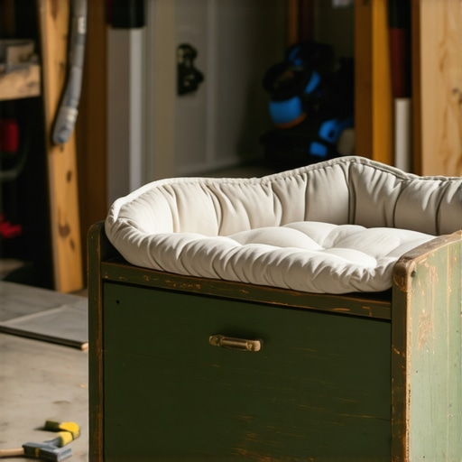 Ručno napravljen krevet za psa od drvene komode sa jastukom unutra