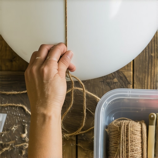Postupak namotavanja kanapa preko balona sa lepkom za unikatnu lampu