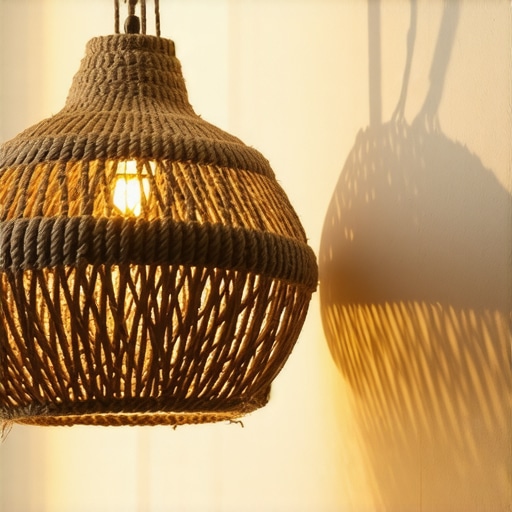 Ručno rađena lampa od kanapa i balona u enterijeru