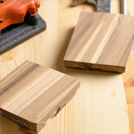 DIY podmetači od laminata proces izrade Ručno rađeni podmetači od laminata na drvenom stolu sa alatima u pozadini