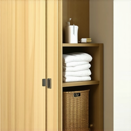 Drvena polica iznad vrata u kupatilu sa peskirima