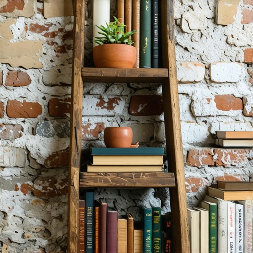 DIY polica od starih merdevina Polica za knjige napravljena od recikliranih drvenih merdevina u industrijskom stilu