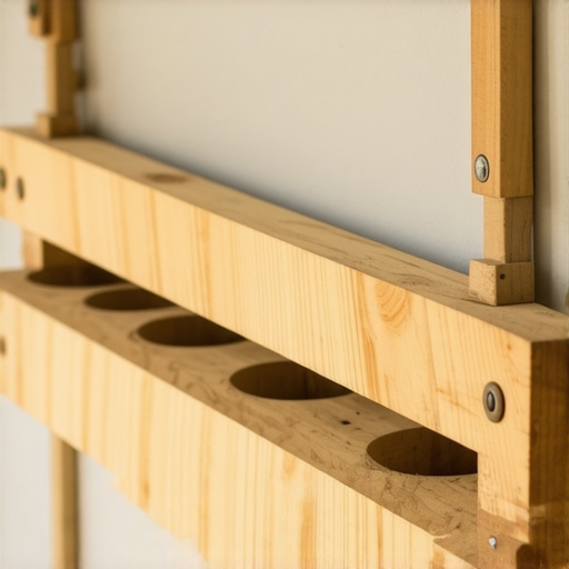 Ručno rađena drvena polica za začine montirana na zid kuhinje