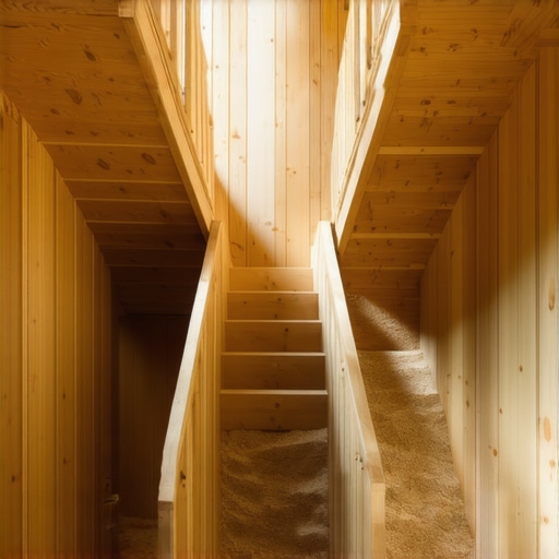 Konstrukcija drvenih polica i fioka ispod stepenica u fazi izgradnje