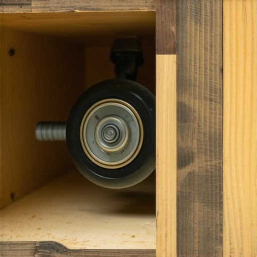 Detaljan prikaz mehanizma rotirajuće police od ostataka iverice u radionici