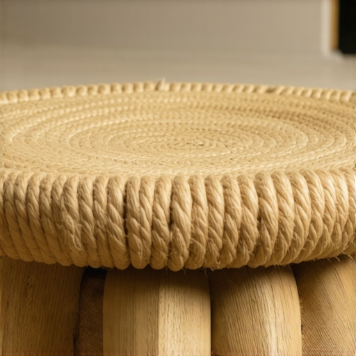 Unikatan stočić za kafu napravljen od reciklirane gume i prirodnog kanapa u dnevnoj sobi