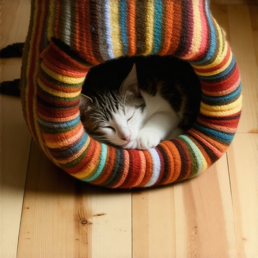 Ručno izrađen topli krevet za ljubimce od recikliranih vunenih čarapa