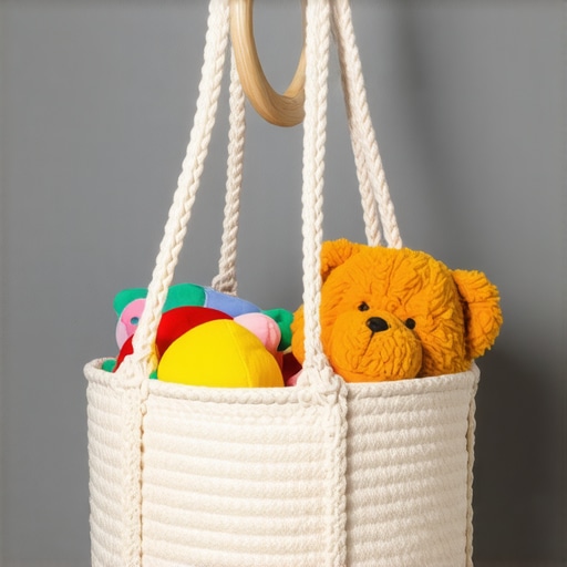 DIY zidna korpa od pamučnog konca za igračke Zidna korpa od pamučnog konca puna plišanih igračaka montirana na zid