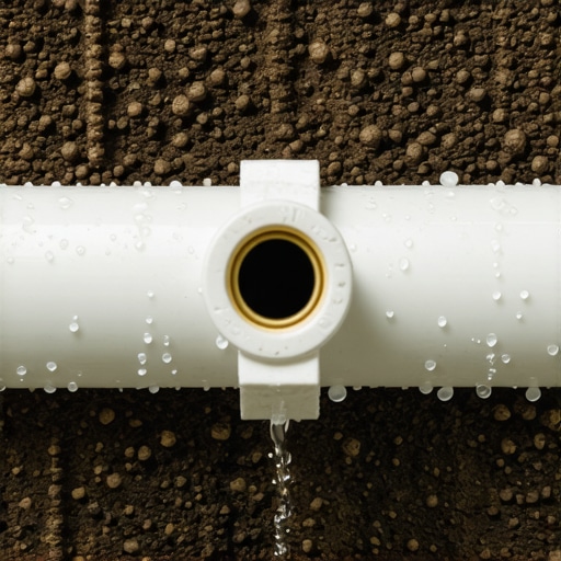 Detail of PVC Irrigation System Manual watering system made of PVC pipes in a garden