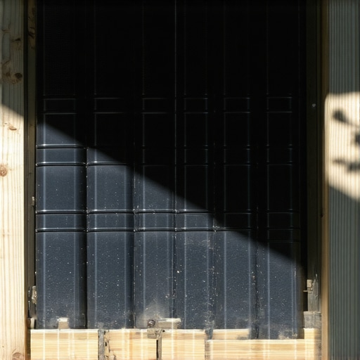 Solarni kolektor od crnih limenki u drvenom ramu na suncu