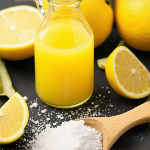 Staklena boca sa domaćim osveživačem od limuna i sode na drvenom stolu