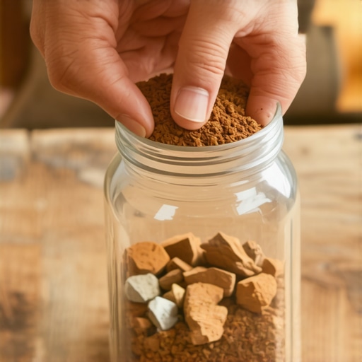 Postavljanje drenaže od kamenja i keramike u staklenu teglu za biljke