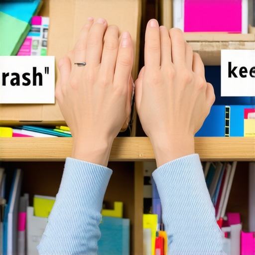 Osoba sortira stvari iz fioke u kutije za smeće i čuvanje