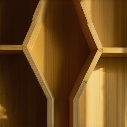 Ručno rađena drvena heksagon polica na zidu