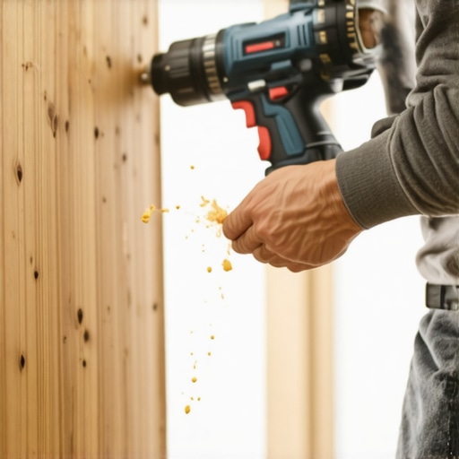 Majstor postavlja drvene panele od hrasta na zid dnevne sobe