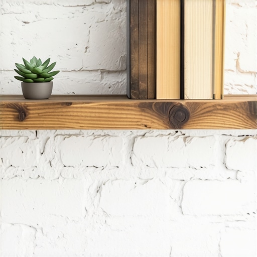 Zidna polica od jedne daske na belom zidu