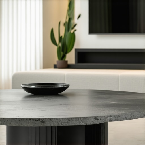 Moderni sivi stočić za kafu ručne izrade od mikrocementa