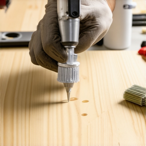 Detaljan prikaz nanošenja montažnog lepka na drvenu letvicu za zidnu dekoraciju