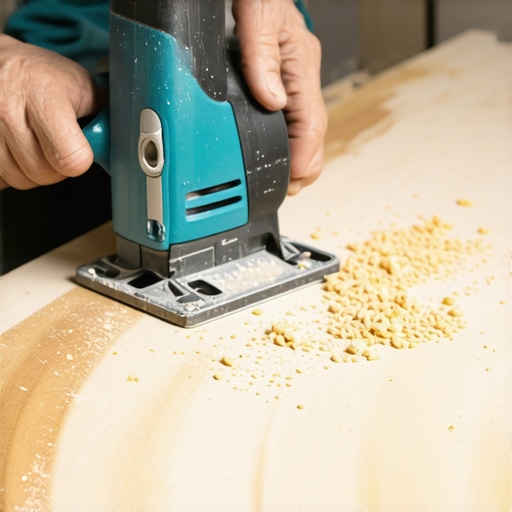 Pravilna tehnika sečenja krivina ubodnom testerom Majstor seče krive linije u drvetu koristeći ubodnu testeru u radionici