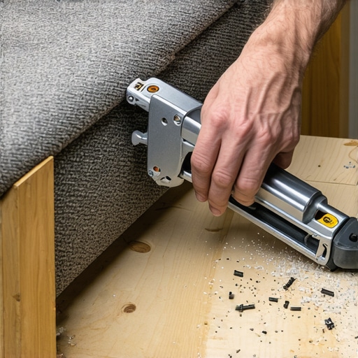 Detaljan prikaz tapaciranja taburea ručnom heftalicom