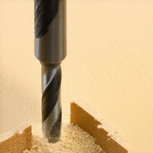 Detaljan prikaz burgije koja čisto prolazi kroz drvo bez krzanja ivica