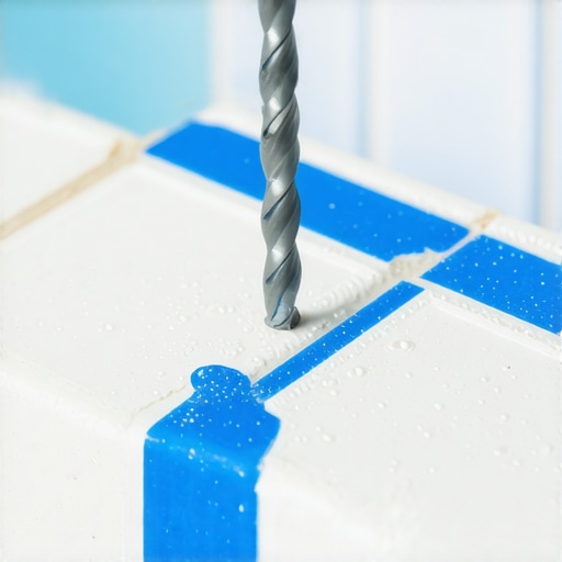 Detaljan prikaz bušenja pločice dijamantskom burgijom uz korišćenje vode za hlađenje i zaštitne trake