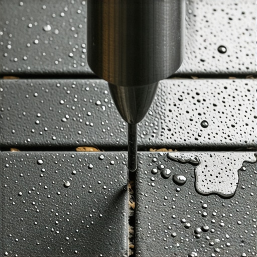 Dijamantska kruna buši porcelansku pločicu uz hlađenje vodom