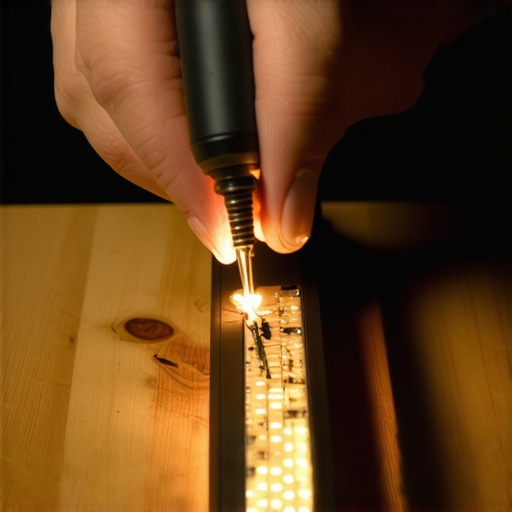 Pravilno lemljenje LED trake za maksimalnu pouzdanost Detaljan prikaz lemljenja LED trake u aluminijumskom profilu na radnom stolu