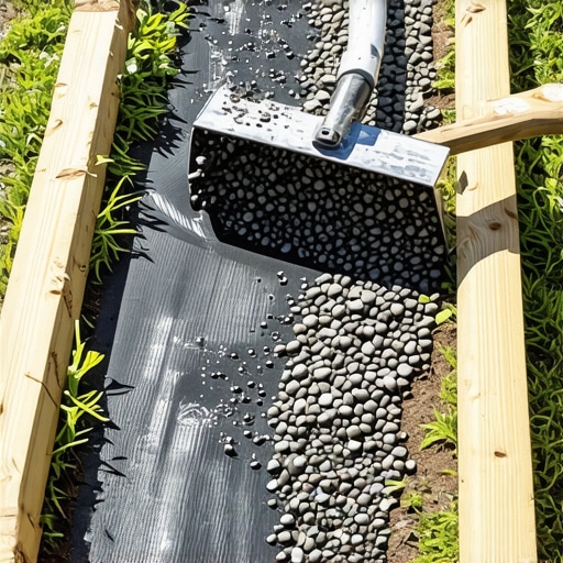 Pravilno postavljanje slojeva staze od šljunka Šljunak se nanosi preko geotekstila za stazu u dvorištu bez kopanja