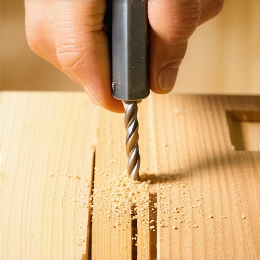 Bušenje rupe u hrastovoj dasci za skrivene nosače