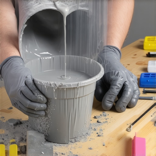 Izlivanje betonske smese u reciklirani kalup za svećnjak