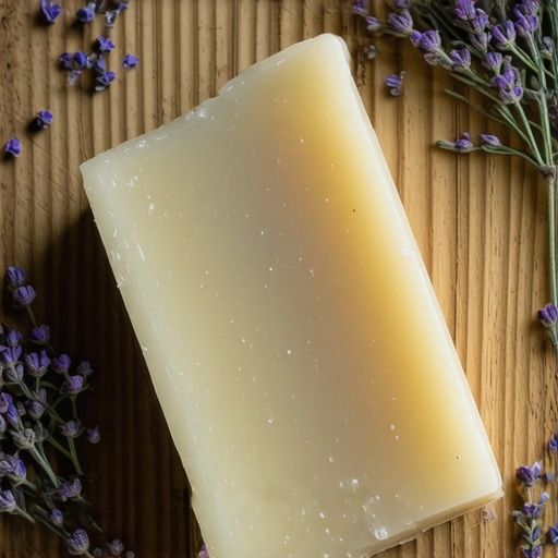 Domaći sapun od lavande na drvenom stolu