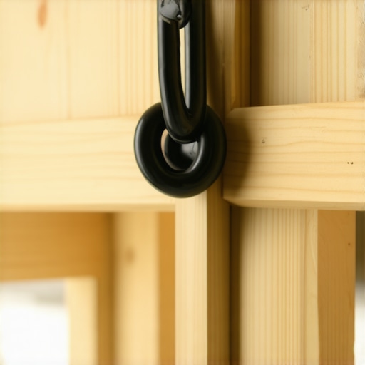 Profesionalna montaža kuke za bicikl Detalj čelične kuke za bicikl ugrađene u plafonsku gredu