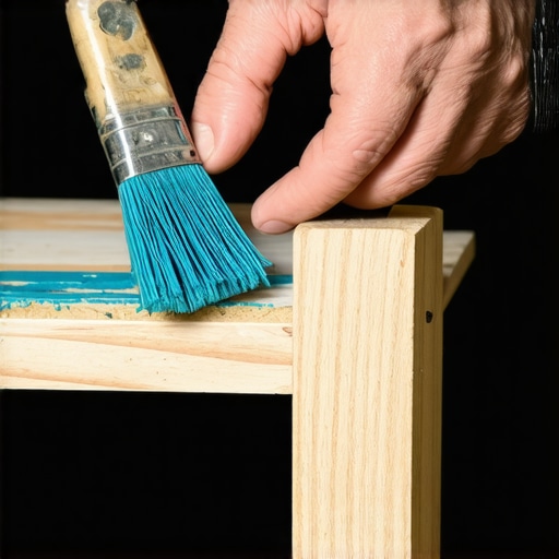 Krupni plan nanošenja farbe na drvenu stolicu profesionalnom četkom